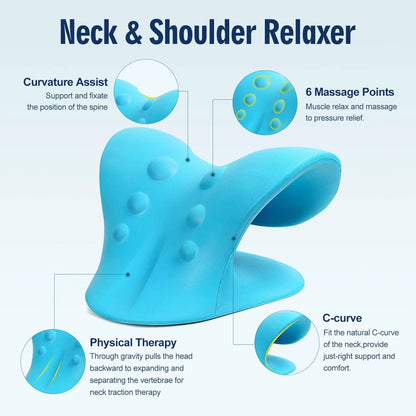 Neck Shoulder Stretcher Relaxer Cervical Chiropractic Traction Device Head Back Relaxer for Pain Relief Cervical Spine Alignment